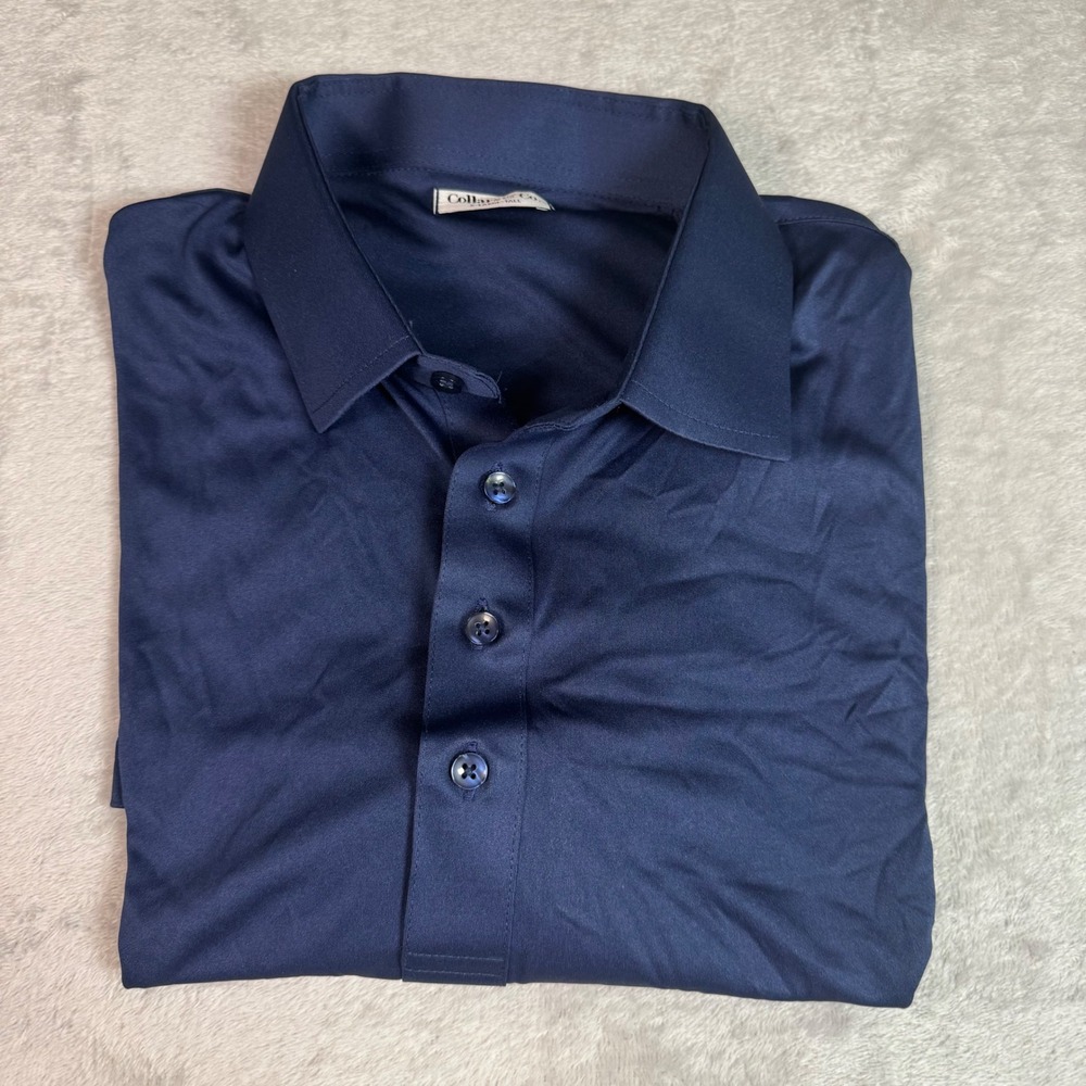 NWOT Collars & Co Mens Dress Collar Polo Shirt XL Tall Navy Blue Golf